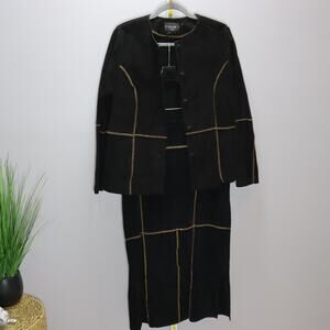 Selene Sport Genuine Leather Suede Jacket & Skirt Set Black M